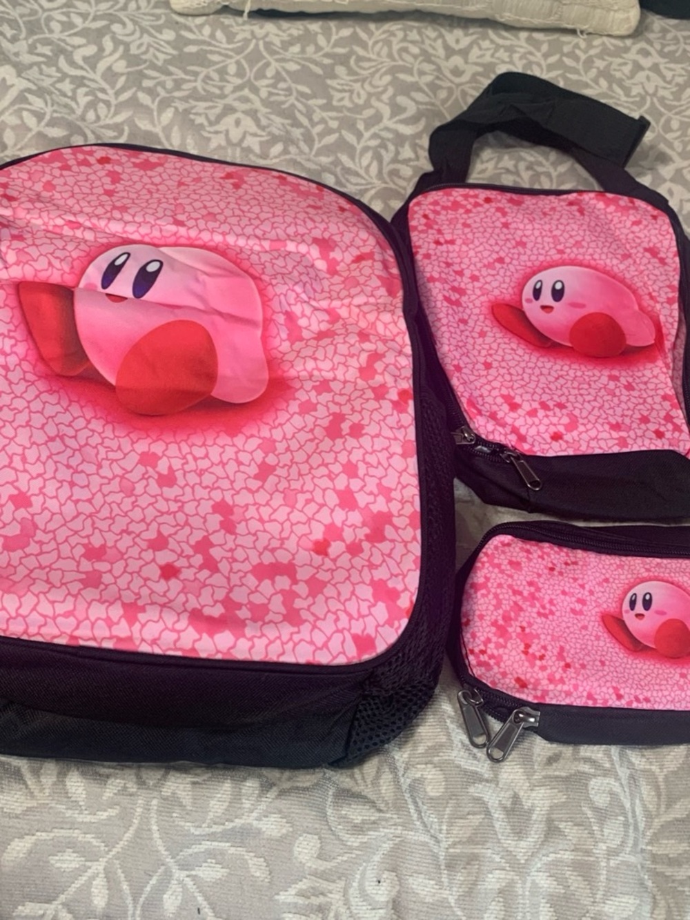 Pink Kirby Kids Backpack and Accessory Set